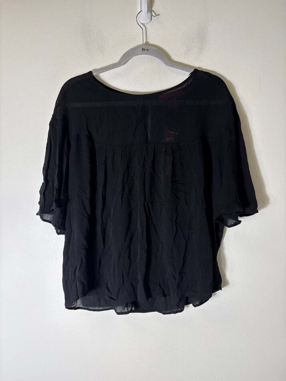 NWT Catherine Malandrino Black Sheer Half Sleeve Sz M